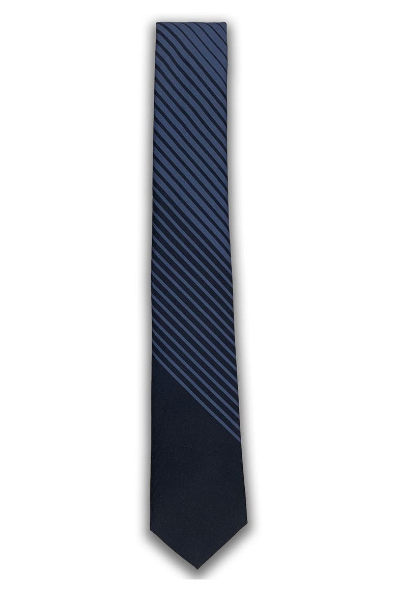 Men's Variegated Stripe Cotton Tie, Main, color, NAVY/ BLUE