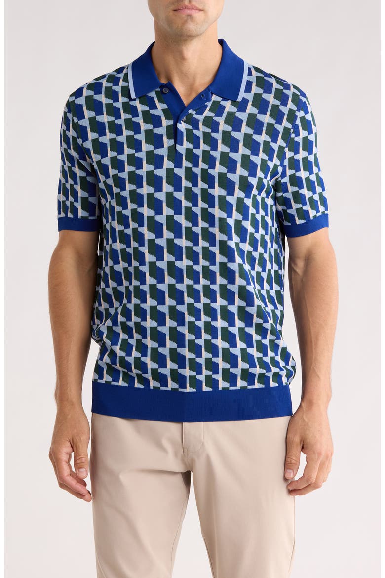 Rossio Geo Zip Polo, Main, color, NAVY