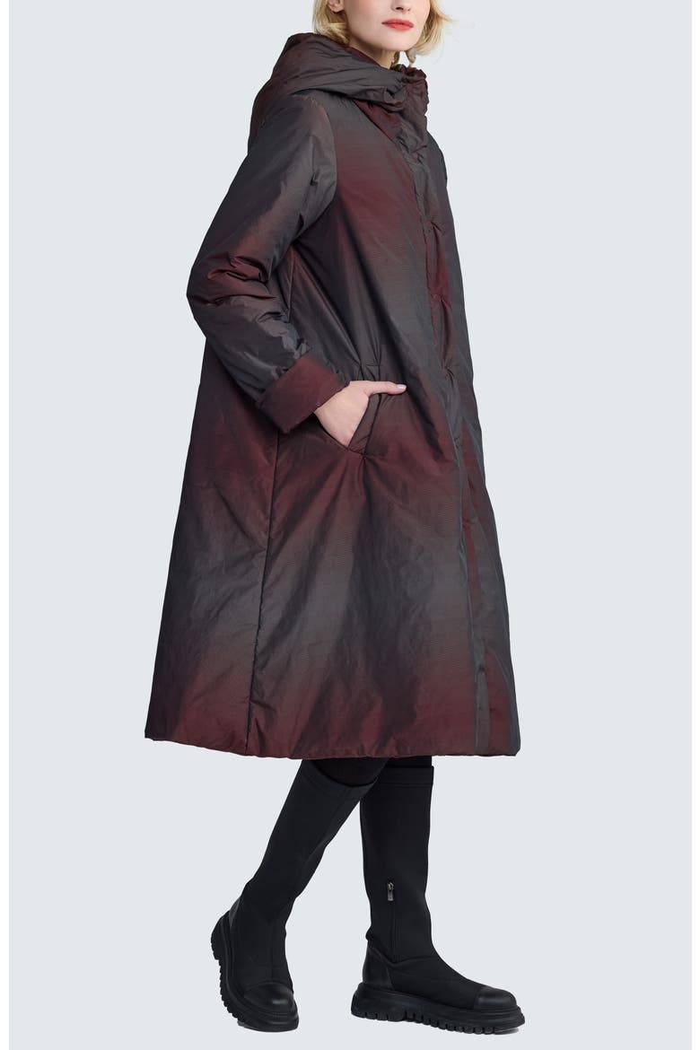Serein Long Gradient Puffer Coat, Alternate, color, Mulberry