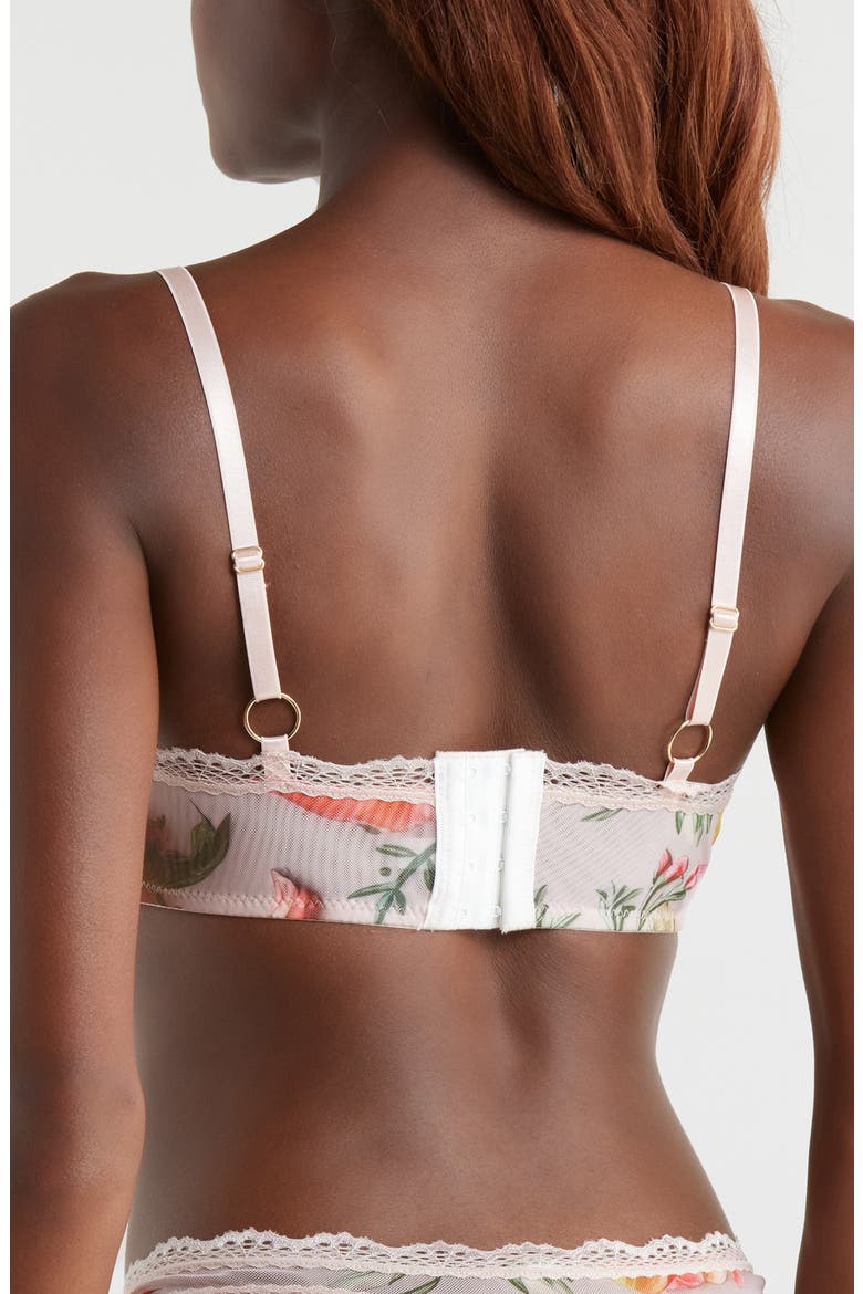 Lace Trim Stretch Mesh Bralette, Alternate, color, 3D FLORAL