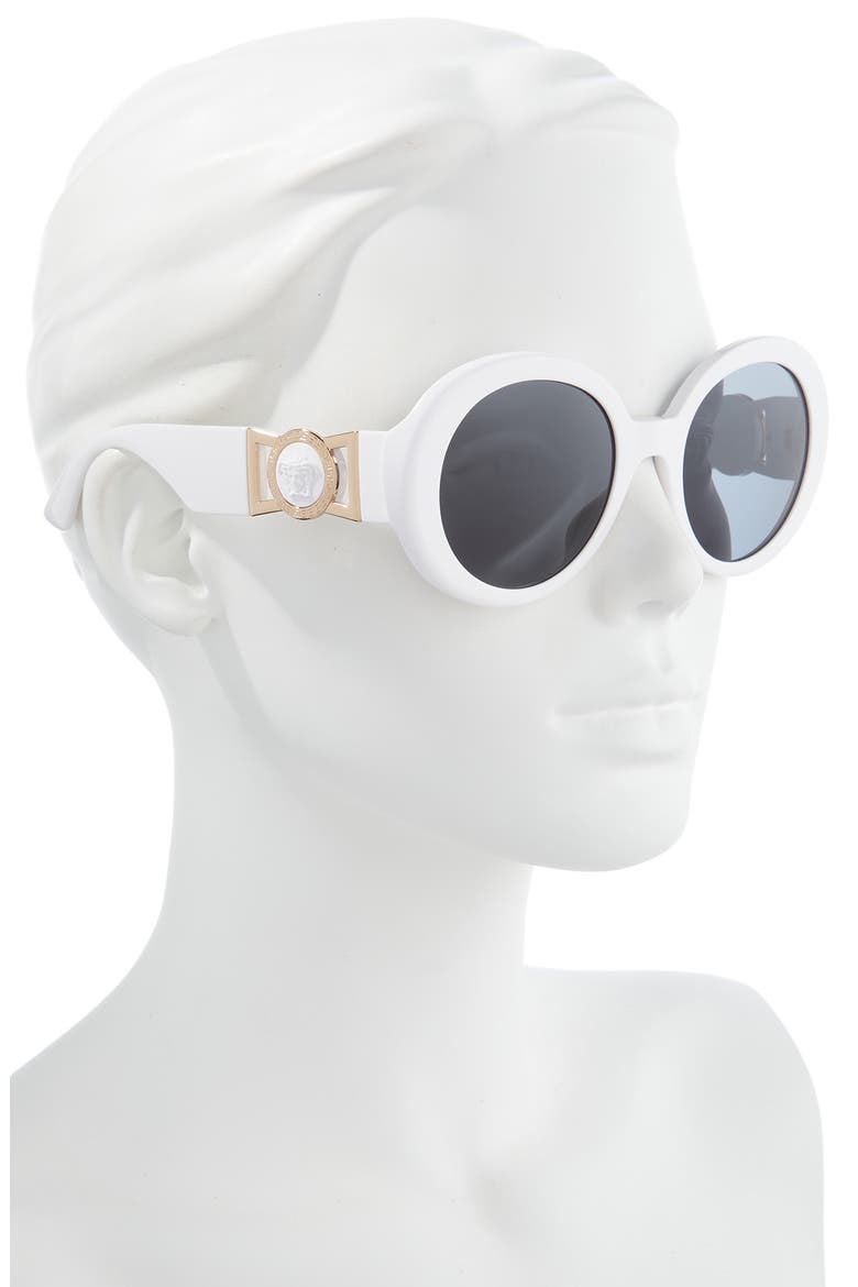 55mm Round Sunglasses, Alternate, color, WHITE