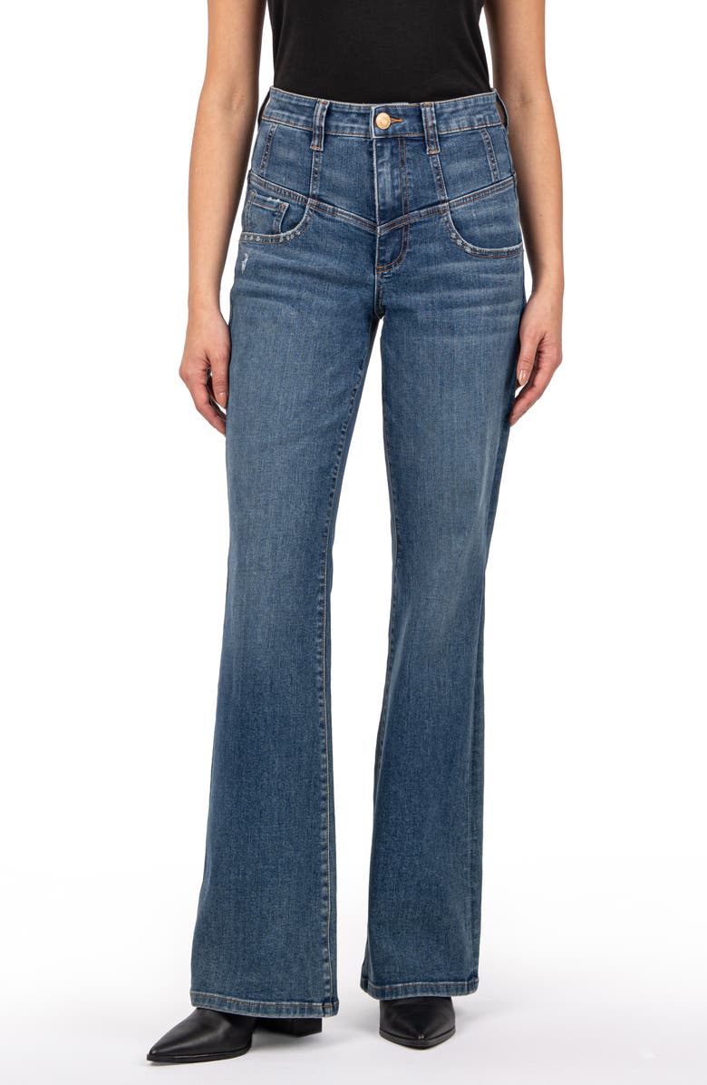 KUT from the Kloth Ana V-Yoke High Waist Flare Jeans, Main, color, 