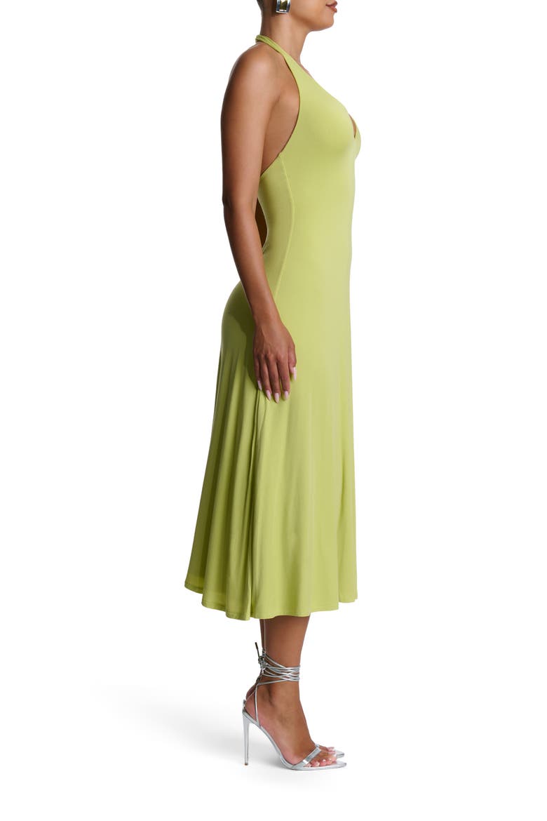 Halter Midi Dress, Alternate, color, CHARTREUSE