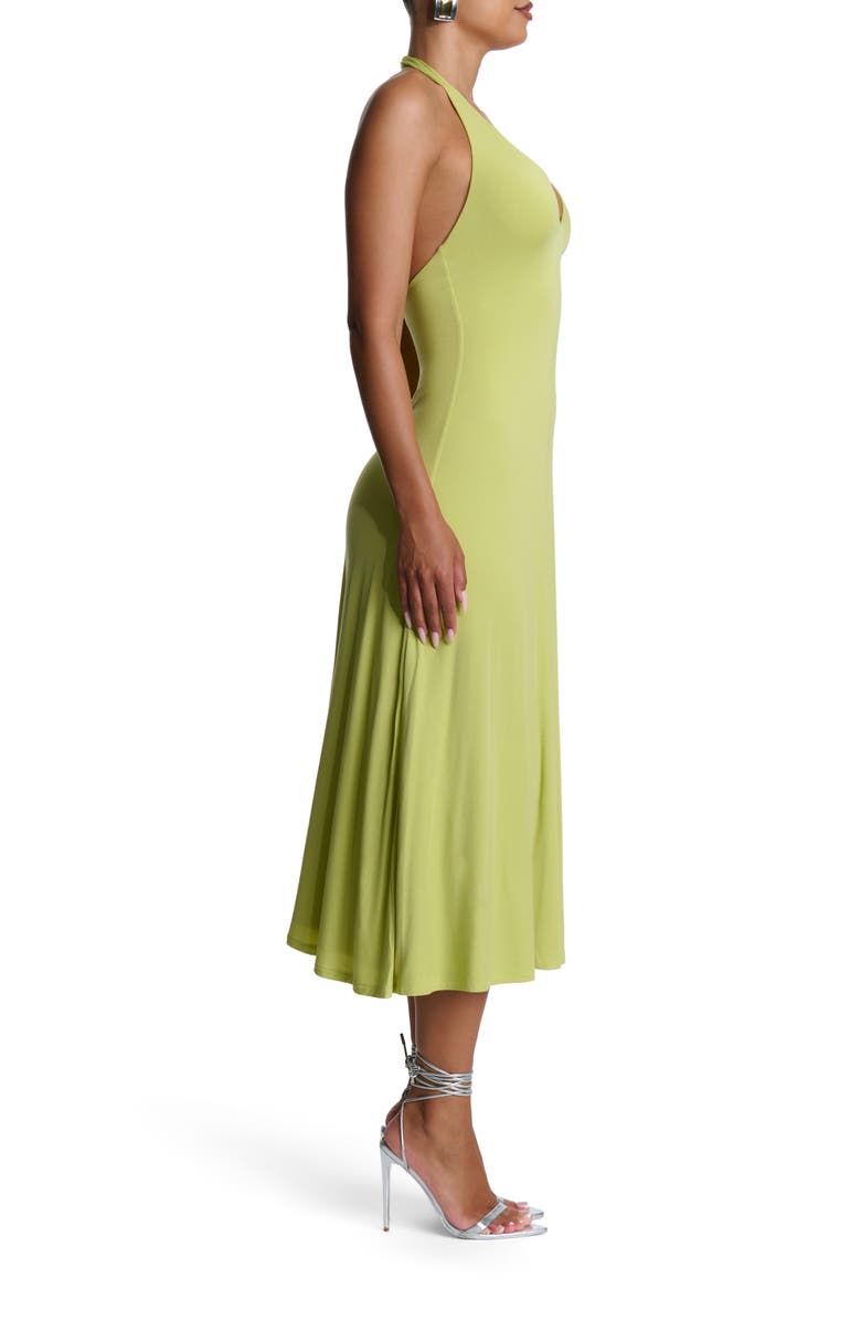 Naked Wardrobe Halter Midi Dress, Alternate, color, Chartreuse
