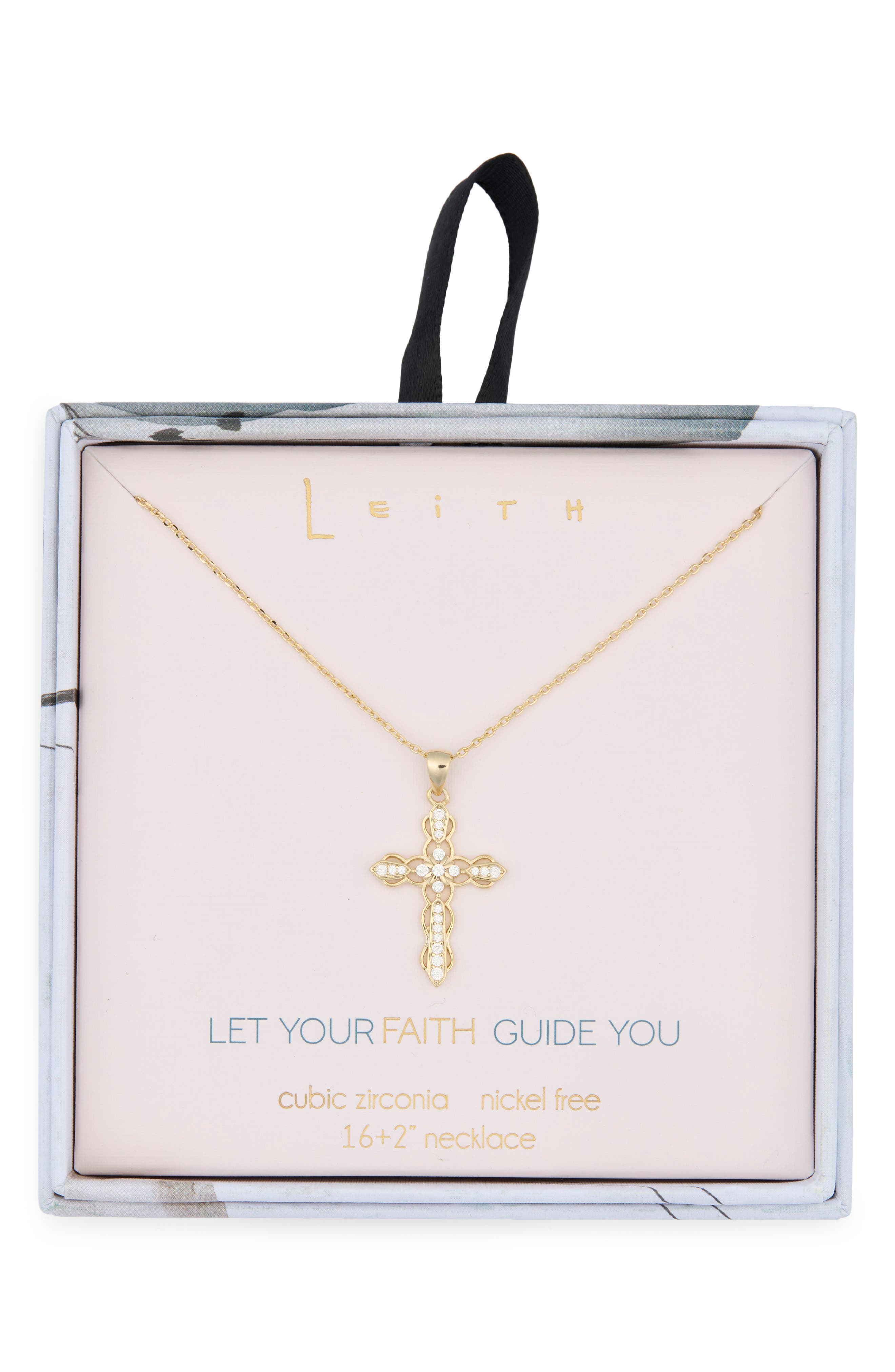 Leith Pavé Crystal Cross Pendant Necklace
