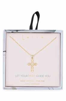 Leith Pavé Crystal Cross Pendant Necklace
