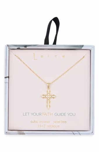 Leith Pavé Crystal Cross Pendant Necklace