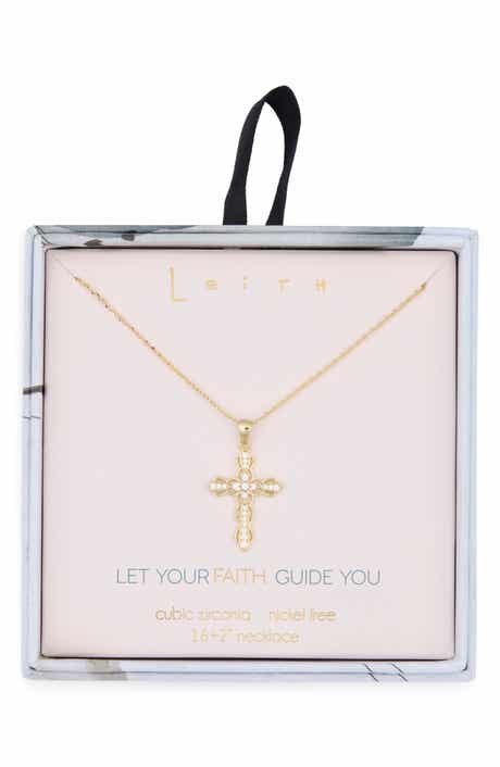 Leith Pavé Crystal Cross Pendant Necklace