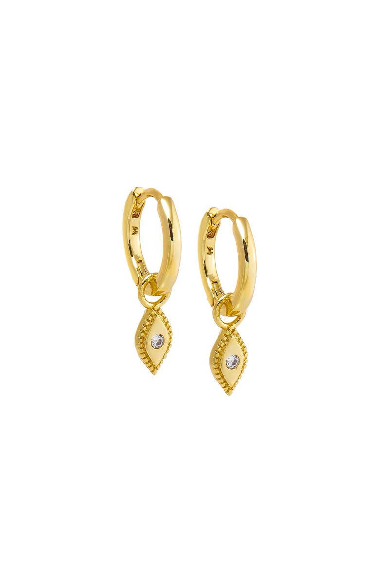 BY ADINA EDEN CZ Evil Eye Drop Huggie Earring, Main, color, Gold