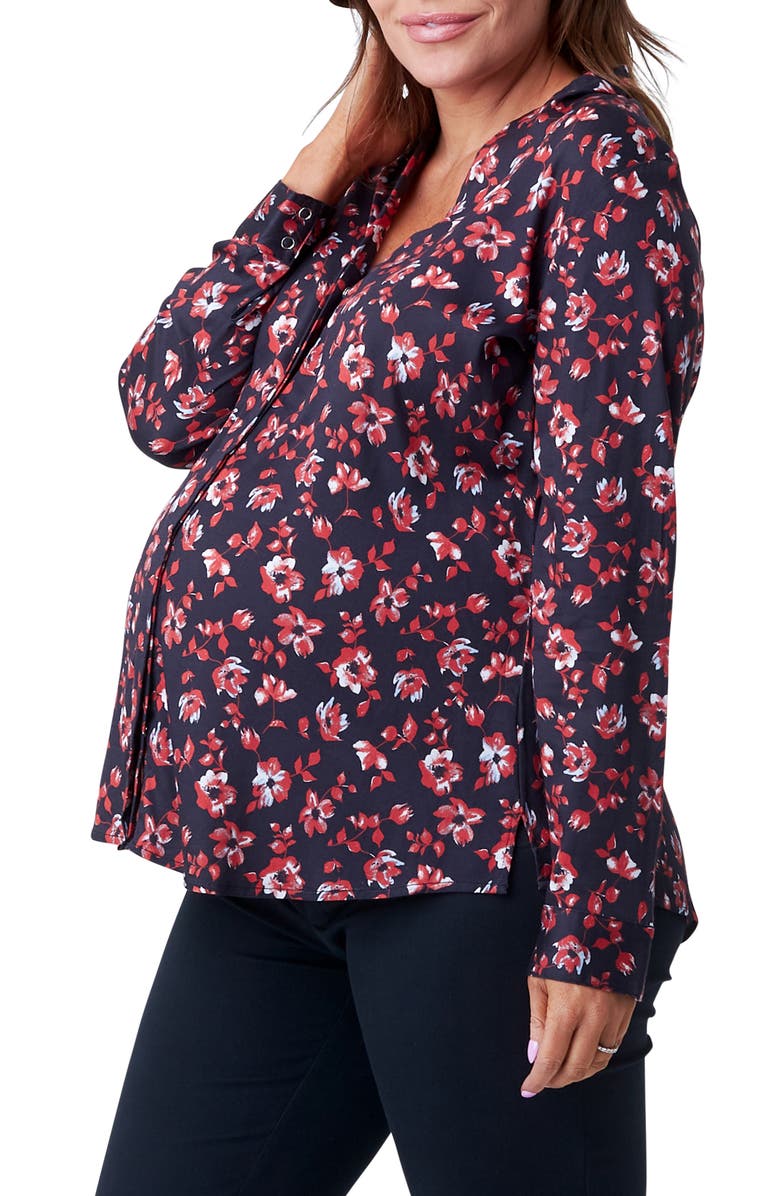 Nom Maternity Marjorie Maternity/Nursing Boyfriend Shirt, Alternate, color,