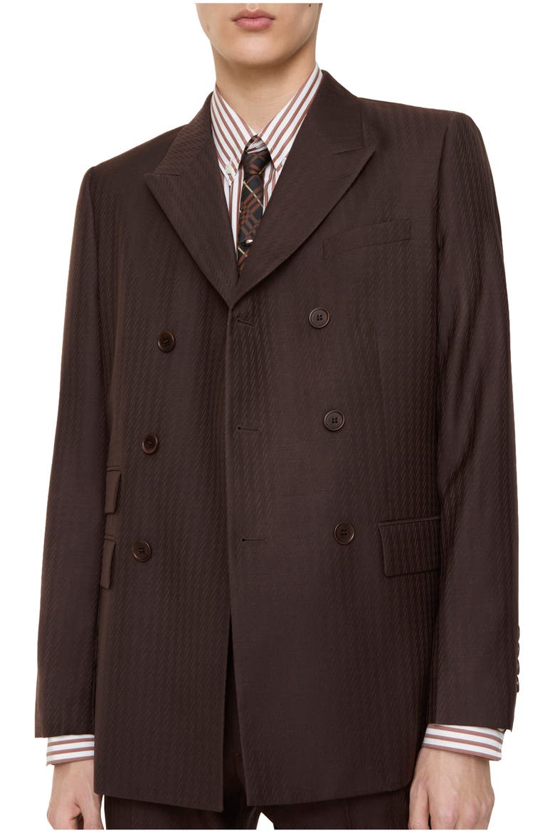 Striped Wool Mohair Tailored Jacket, Main, color, Log brown