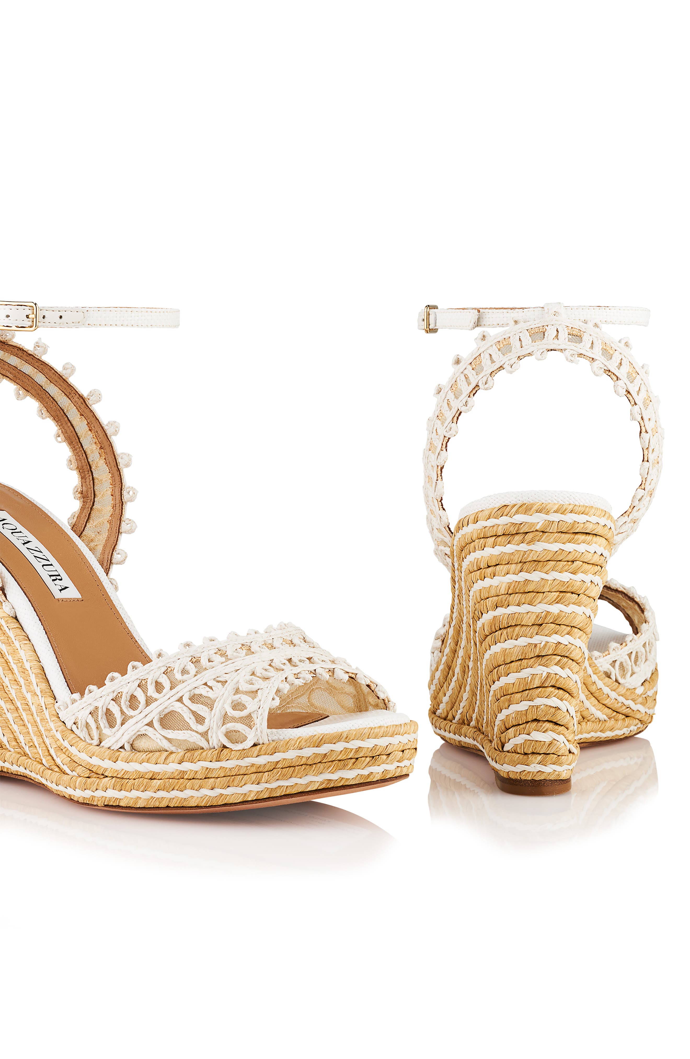 Aquazzura Kahlo Wedge Sandal, Alternate, color, White