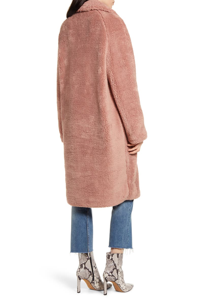 Bardot Long Faux Shearling Coat, Alternate, color, 