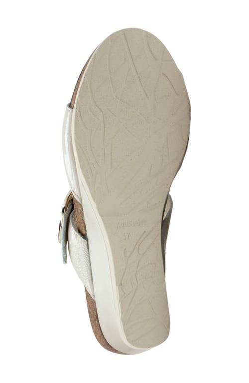 Naot Magic Wedge Sandal In Ivory Crinkle Patent Leather