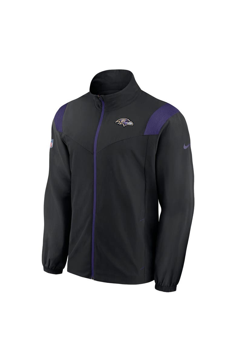 Nike Men's Nike Black/Purple Baltimore Ravens Sideline Woven Logo Full-Zip Jacket, Alternate, color, Black
