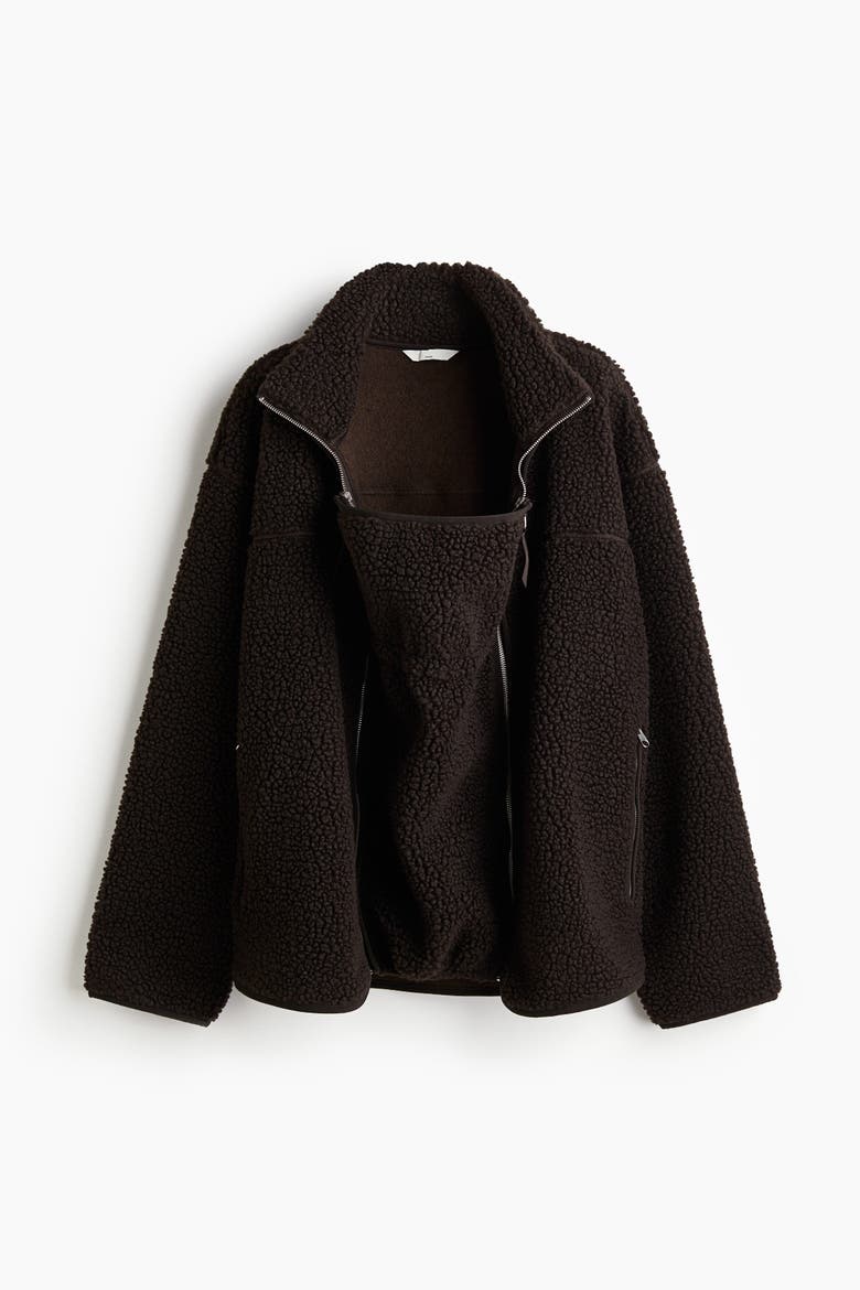 Mama Before & After Babywearing Teddy Jacket, Alternate, color, Dark brown
