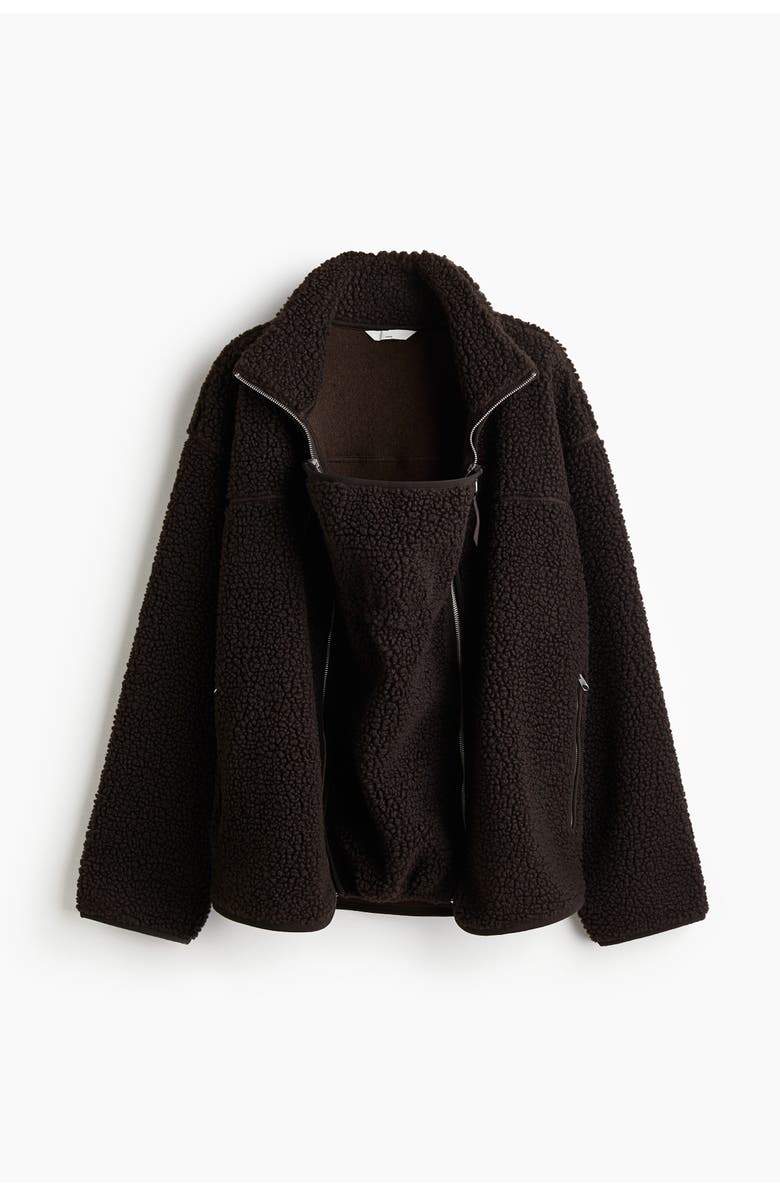H&M Mama Before & After Babywearing Teddy Jacket, Alternate, color, Dark Brown