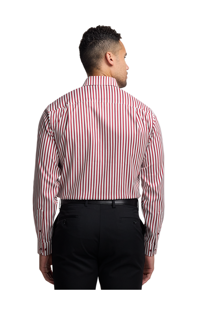 Paul Fredrick Tailored Fit Comfort Stretch Non-iron Heart Dress Shirt With Contrast Trim, Alternate, color, White/Red