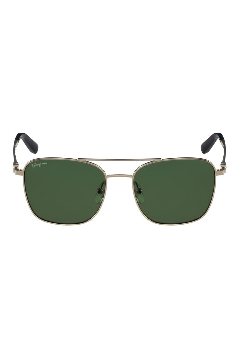 Salvatore Ferragamo Gancio 53mm Navigator Sunglasses, Main, color, GOLD