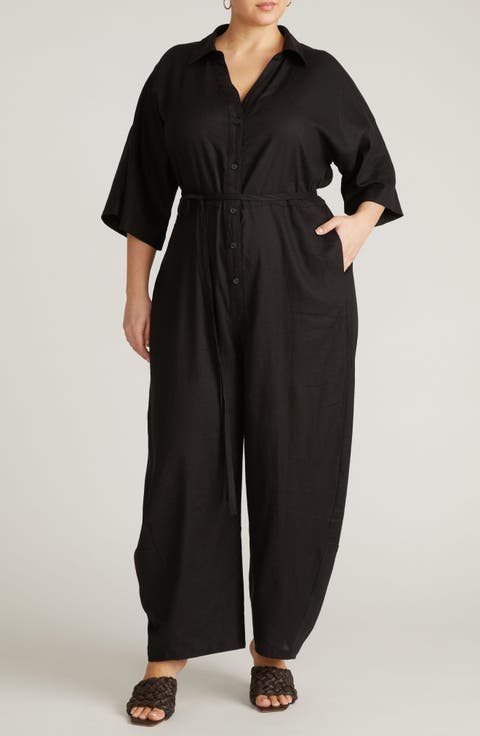 Maggie Linen Blend Jumpsuit (Plus)