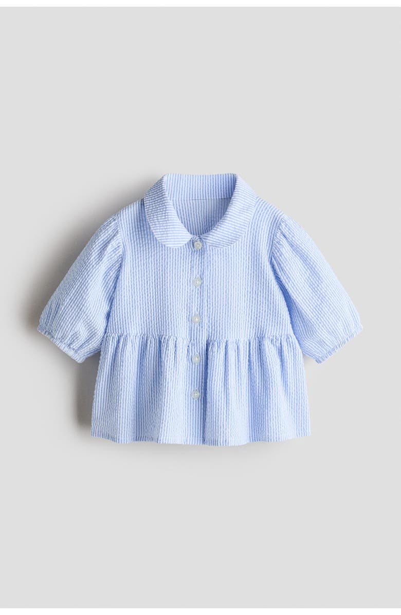 H&M Cotton Plumeti Blouse, Main, color, Light Blue/Striped