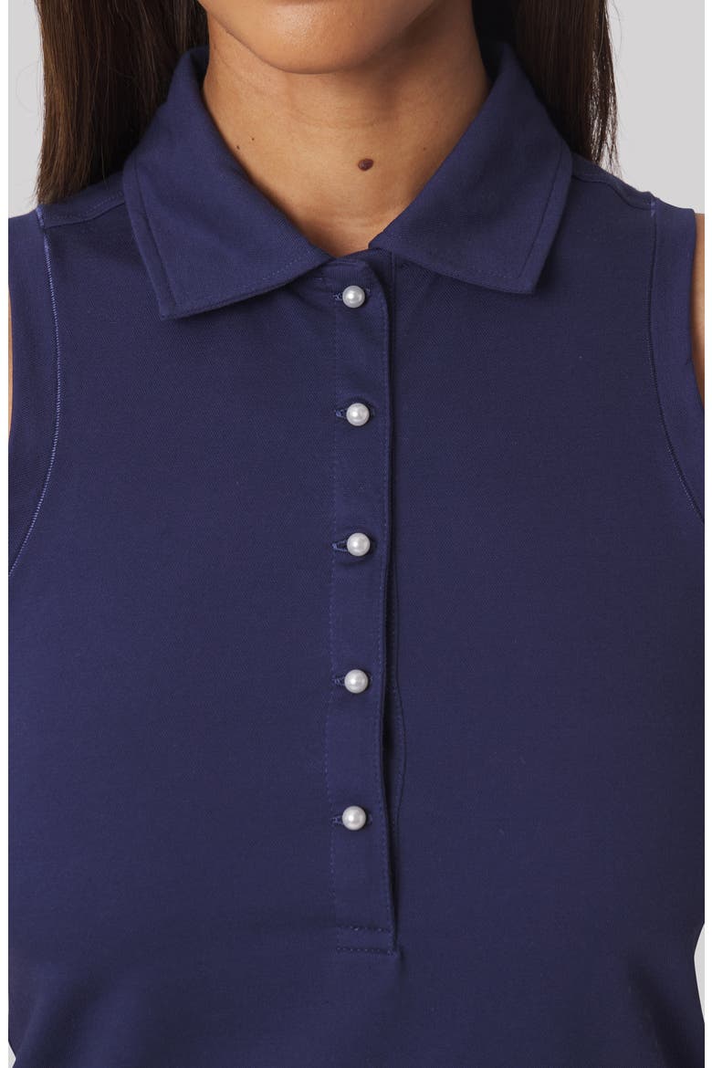 Val Sleeveless Polo with Imitation Pearl Buttons, Alternate, color, LEGACY NAVY