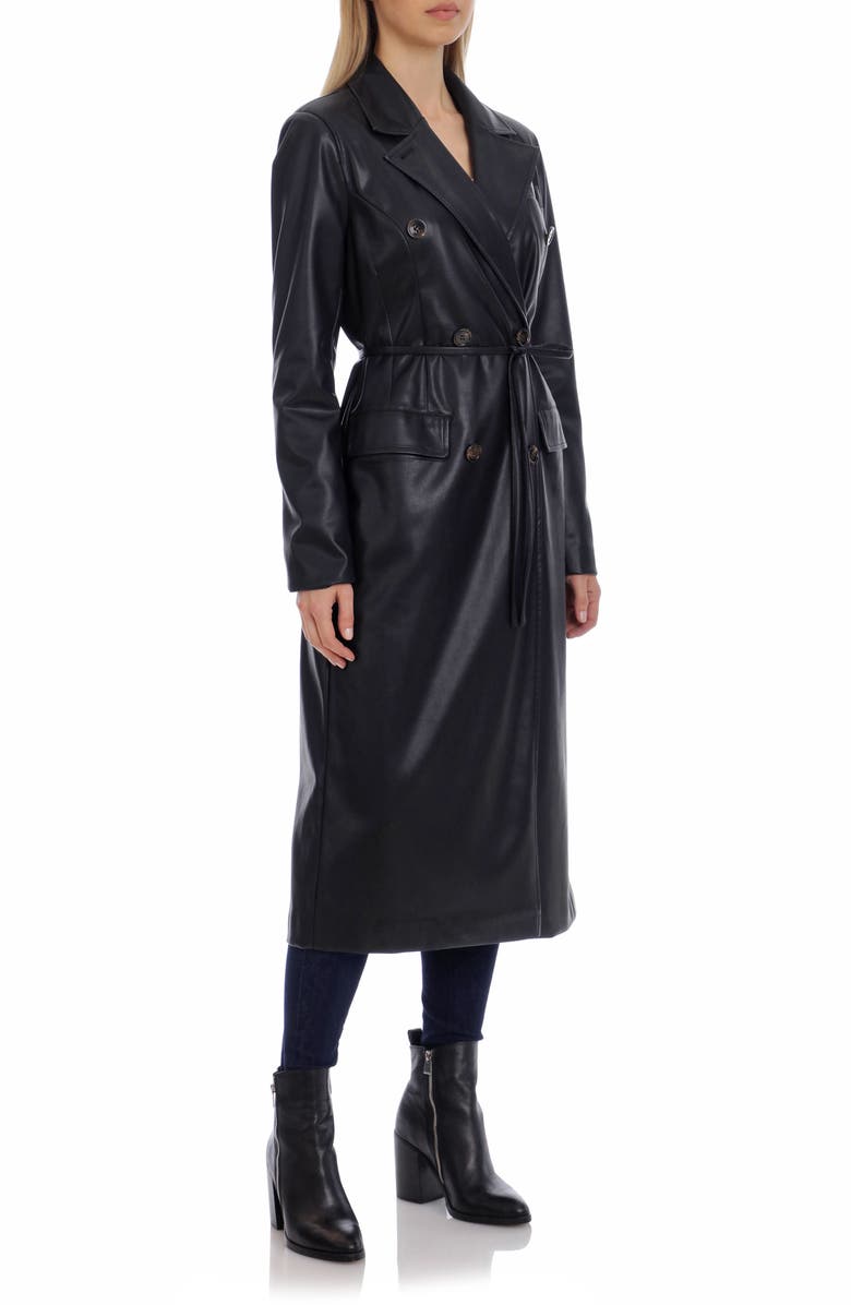 Avec Les Filles Double Breasted Faux Leather Trench Coat, Alternate, color,