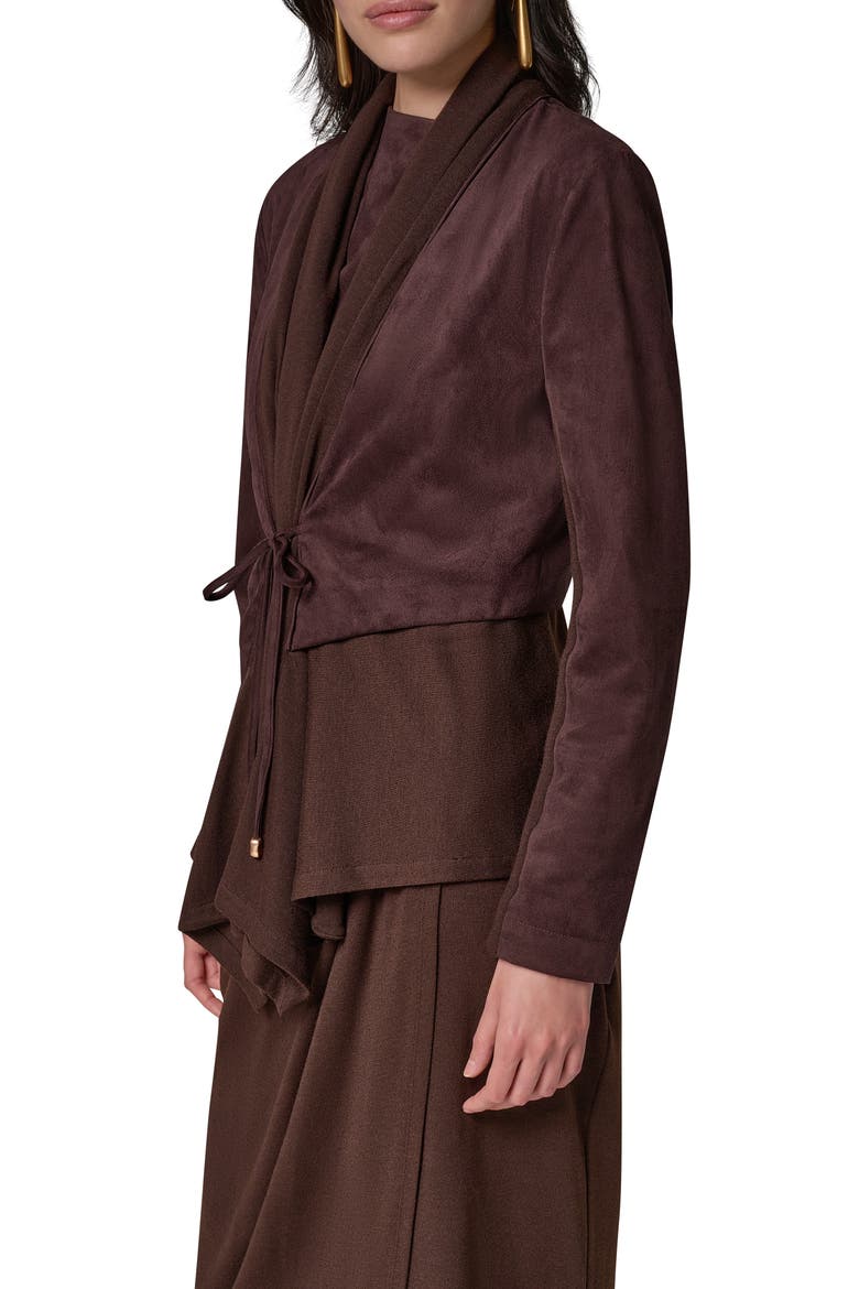 Mixed Media Faux Suede Jacket, Alternate, color, ESPRESSO