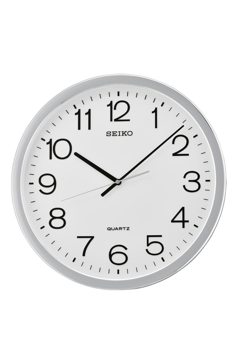 Seiko 12in. Office Classic Numbered Wall Clock, Main, color, Silver