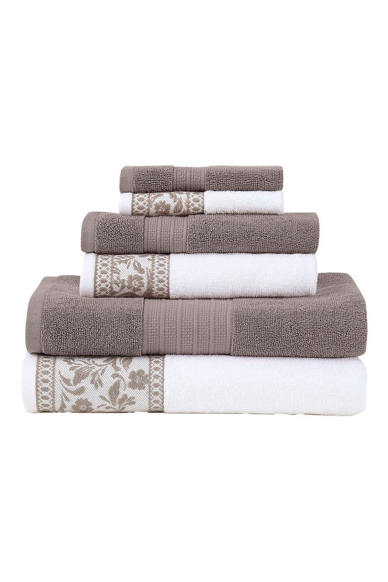 Jacquard 6-Piece Towel Set, Main, color, TAUPE