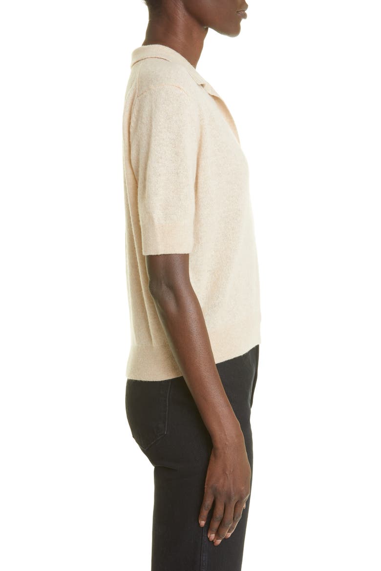 Jo Shrunken Stretch Cashmere Polo Sweater, Alternate, color, BUTTERSCOTCH