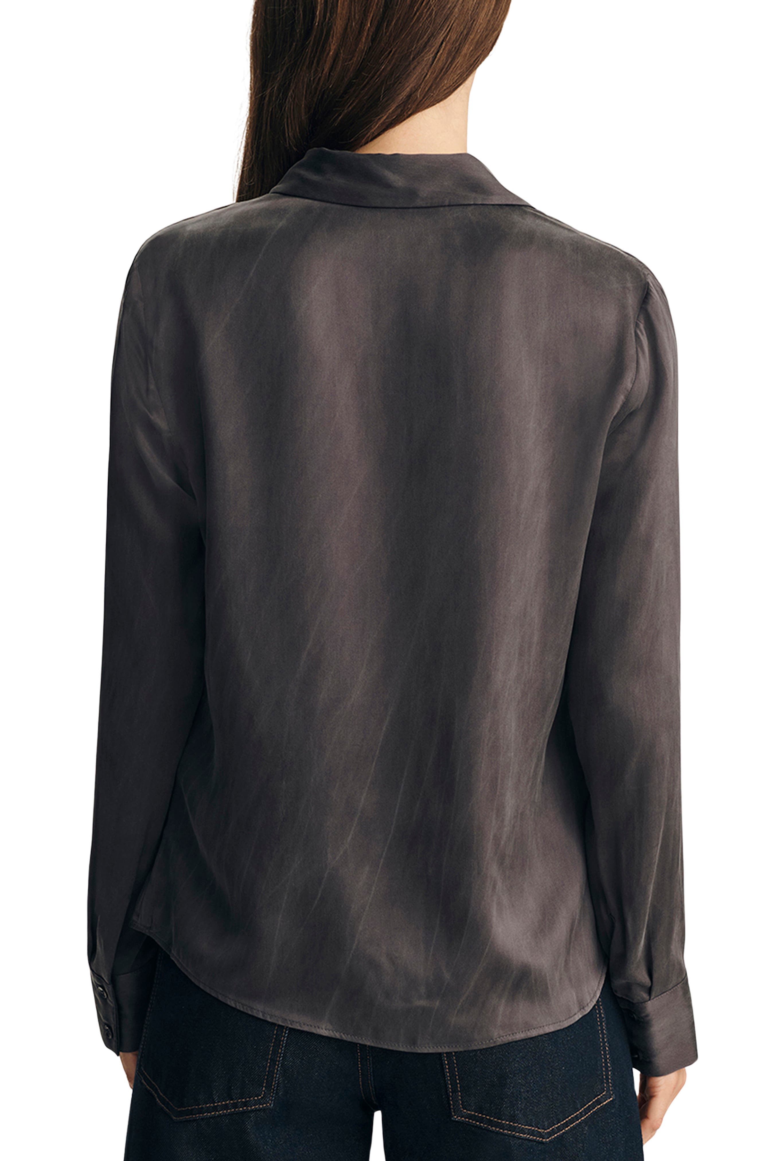 Slim Fit Silk Button-Up Shirt - image 2