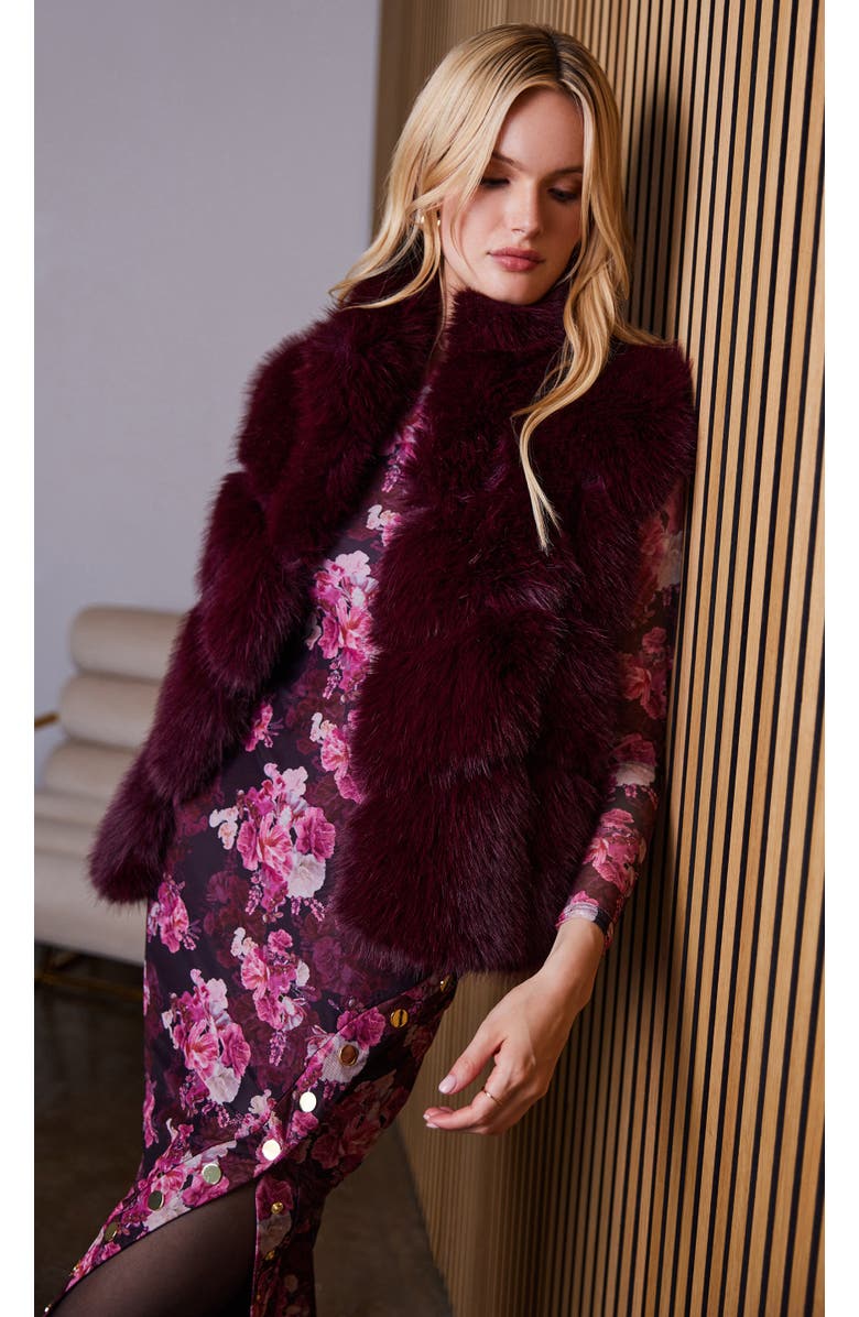 Generation Love Rosario Faux Fur Vest, Alternate, color, Red