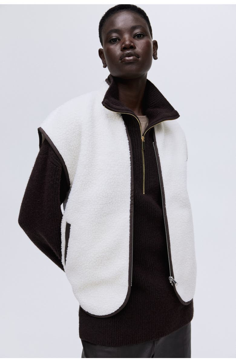 H&M Teddy Gilet, Alternate, color, Cream