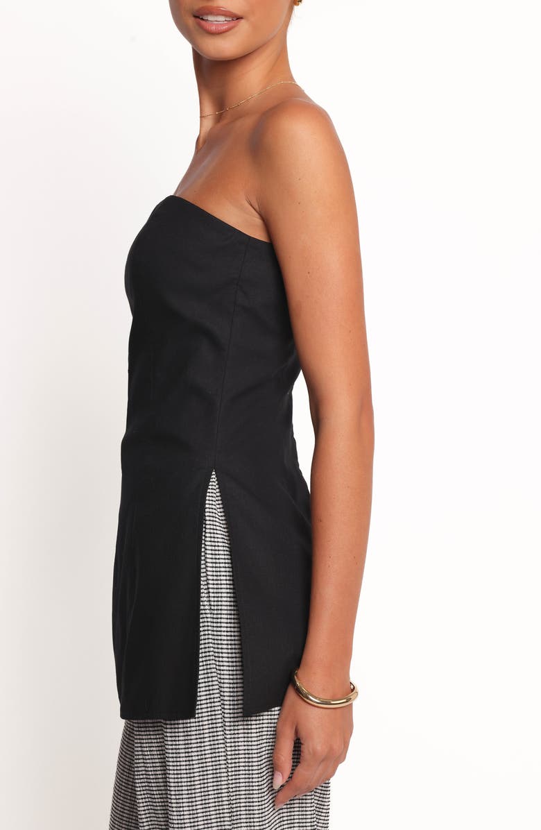 Petal & Pup Giovana Longline Strapless Cotton & Linen Top, Alternate, color, Black