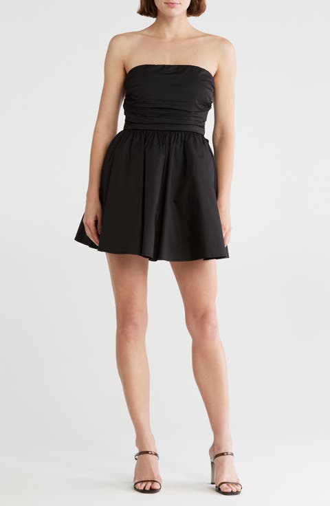 Pleated Bodice Strapless Minidress