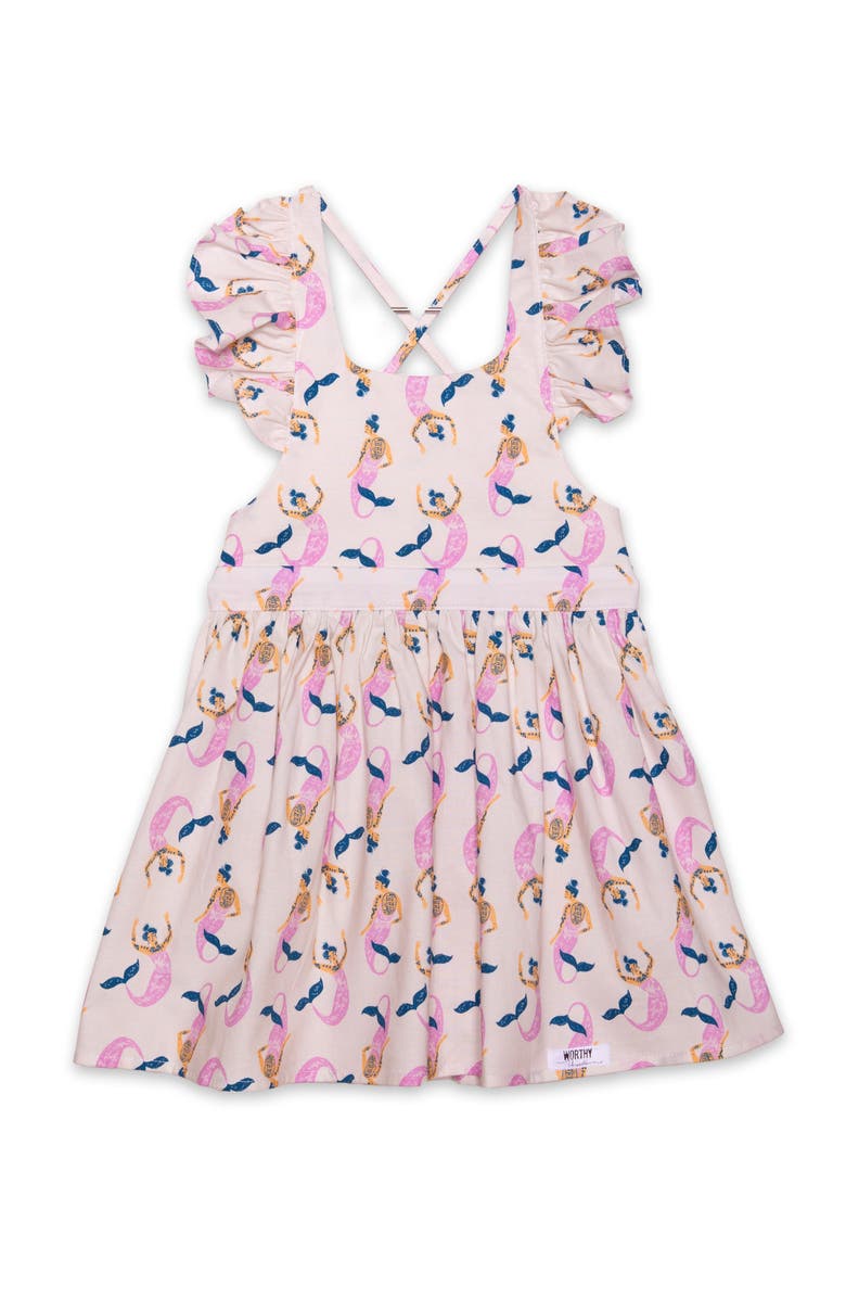 WORTHY THREADS Girls Ruffle Sleeve Dress, Main, color, Mermaids
