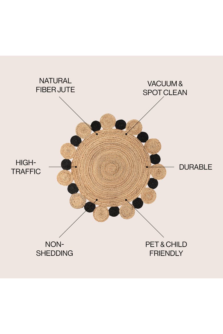 Ayana Two-Tone Jute Hippy Circle Round Area Rug, Alternate, color, Natural/Black