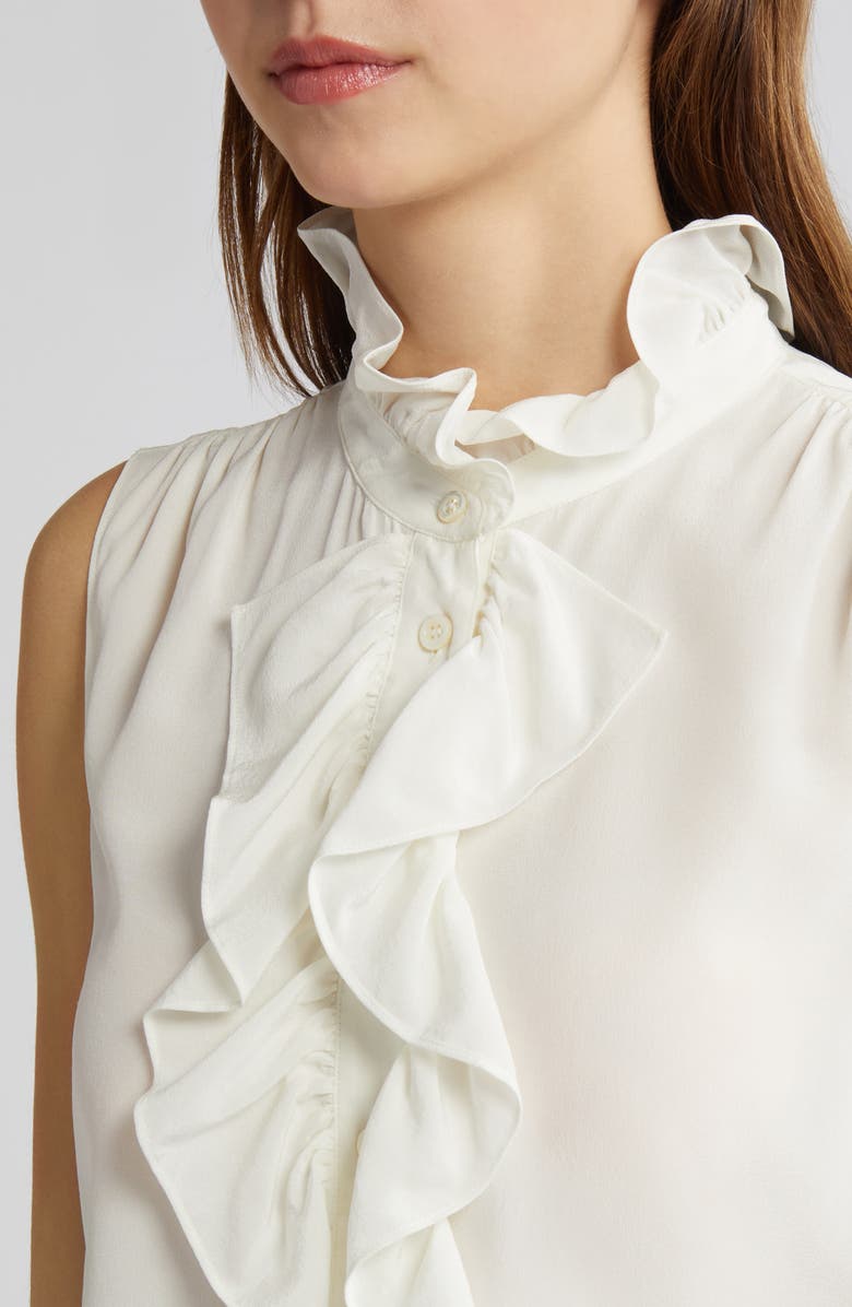 FRAME Ruffle Sleeveless Silk Top, Alternate, color,