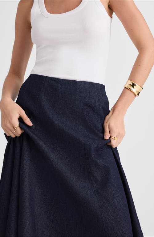 Madewell Flared Denim Midi Skirt In Blue