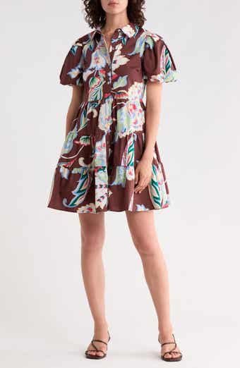 Tiered Puff Sleeve Shirtdress