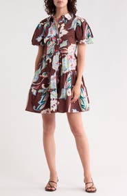 Halogen® Tiered Puff Sleeve Shirtdress