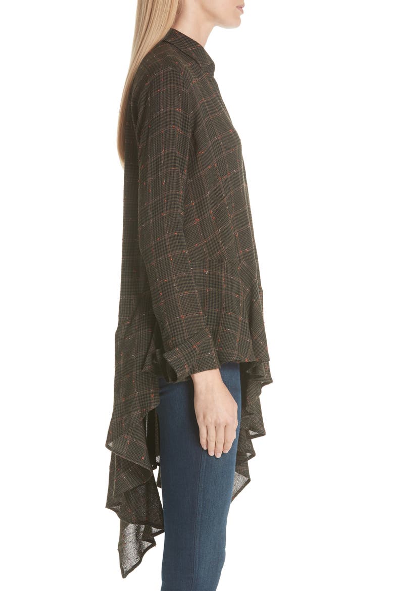 Asymmetrical Ruffle Blouse, Alternate, color, CROCODILE CHECK