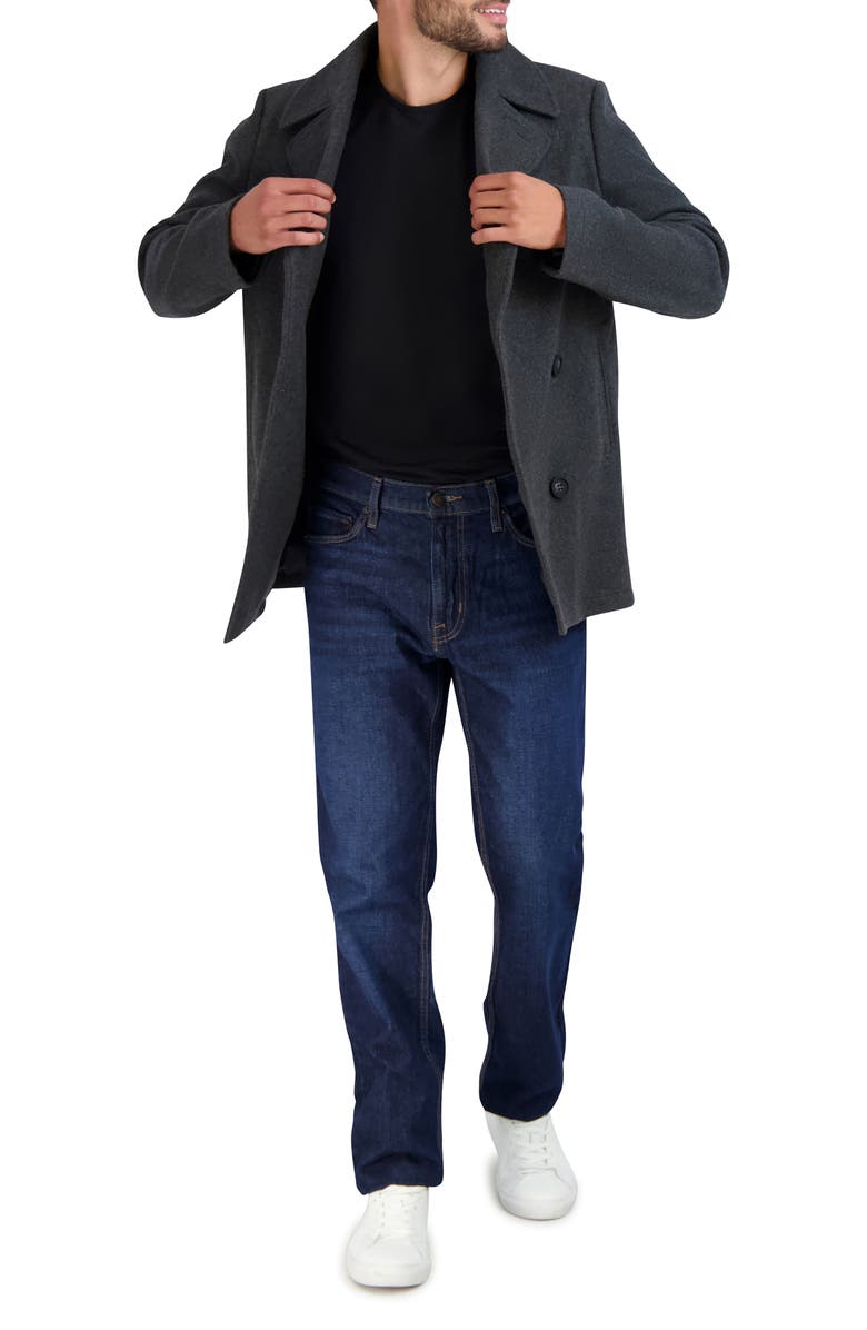 Cole Haan Double Breasted Peacoat, Alternate, color, Charcoal