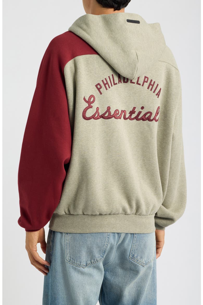 x MLB Philadelphia Phillies Cotton Blend Fleece Half Zip Hoodie, Alternate, color, SEAL HEATHER/ CABERNET
