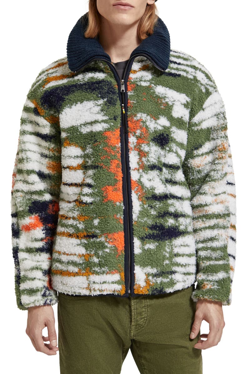 Scotch & Soda Jacquard Tie Dye Fleece Jacket, Main, color, 