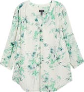 Jones New York Floral Print Clip Dot Top