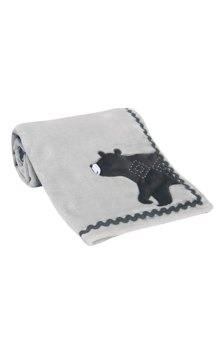 Lambs & Ivy Woodland Forest Fleece Bear Nursery Baby Blanket, Alternate, color, Gray
