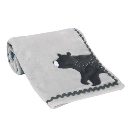Lambs & Ivy Woodland Forest Fleece Bear Nursery Baby Blanket In Gray