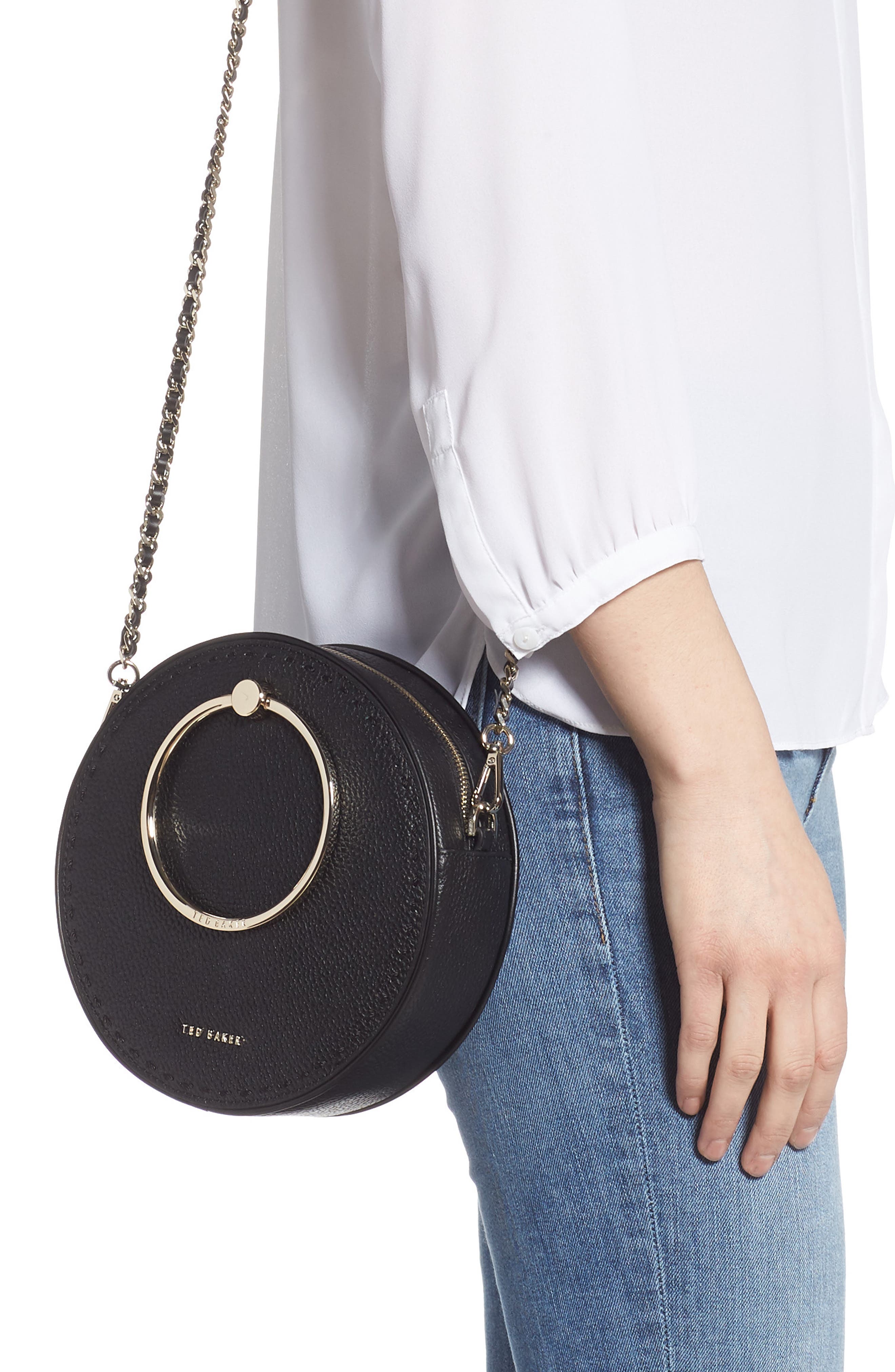 Ted Baker London Maddie Circle Leather Crossbody Bag, Alternate, color, 